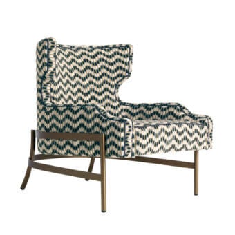 Distinguished Zanaboni Atelier lounge chair with textured geometric textile upholstery and bronzed metal structure