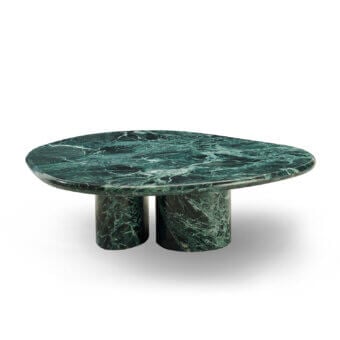 Elegant Zanaboni Cloud coffee table crafted in Verde Alpi marble with polished stone and cylindrical legs