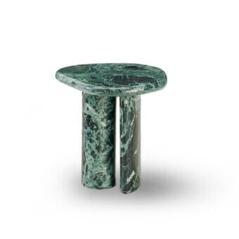 Avant-garde Zanaboni Cloud side table crafted in Verde Alpi marble with softly rounded edges and polished finish