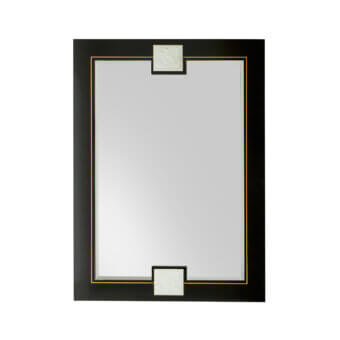 Exceptional Zanaboni SP/15 mirror with ebony wood frame and luminous brass detailing in satin glass