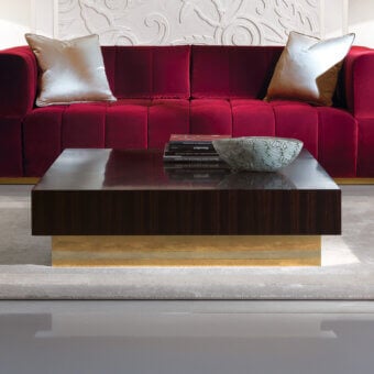 Exceptional Zanaboni T160 coffee table with ebony top and solid brass base in glossy finish