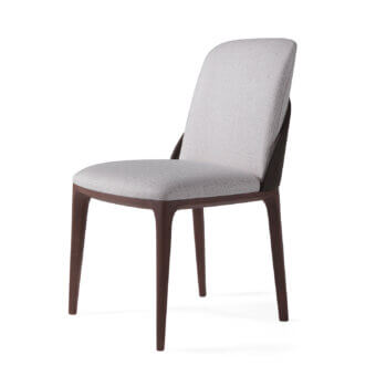 Exceptional Zanaboni Tweet chair with neutral gray textile upholstery and satin smoke-stained ash wood frame