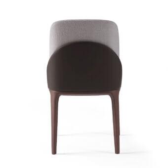 Superior Zanaboni Tweet chair with inviting gray textile and dark brown seat in smoke-stained ash wood with satin finish