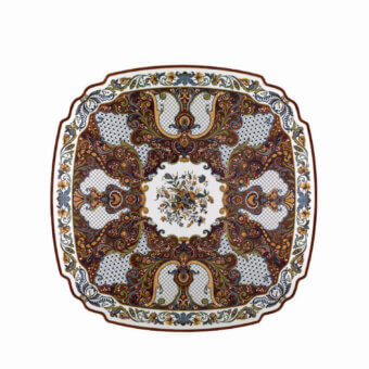 Lavish Armando Rho A1178 coffee table handcrafted in Italy with multicolor floral inlays against a white background and glossy finish