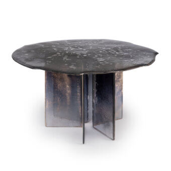 Exceptional Arte Veneziana Gò table crafted in baked glass with a degradé varnish and subtle silvering