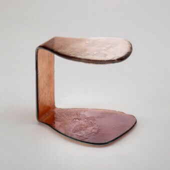 Exceptional Arte Veneziana Paguro side table sculpted from molten glass with bronze to crystal degradé and partial silvering