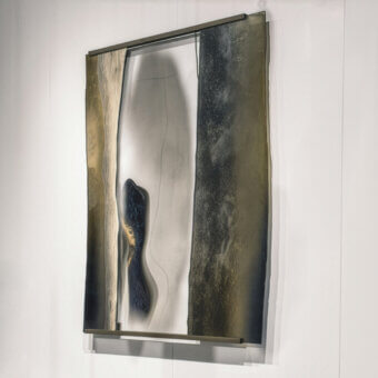 Lavish Arte Veneziana Vipacco mirror with burnished brass framing, sliding glass panels and antique silvering finish