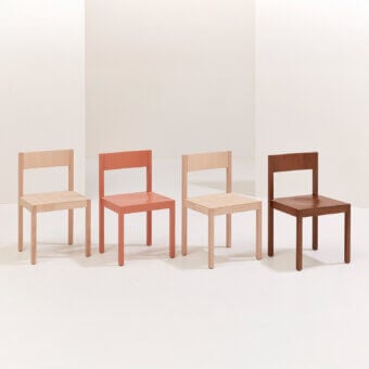 Exceptional Billiani Archetype-A chair crafted in solid wood with a smooth, light natural finish and subtly curved seat