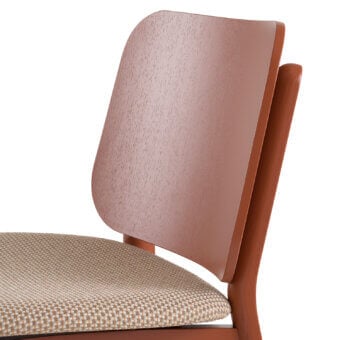 Exceptional Billiani Babà dining chair crafted from wood with a satin finish and woven textile seat in yellow, beige, and gray hues