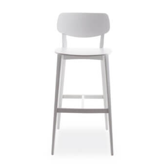 Superior Billiani Doll stool in light gray wood with a sleek angular silhouette and curved backrest