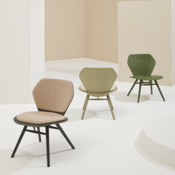 Superior Billiani Edelweiss lounge chair with wood frame and comfortable textile in olive-to-forest green hues