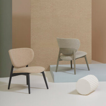 Superior Billiani Fleuron lounge chair with creamy off-white textile upholstery and muted gray-green wood frame