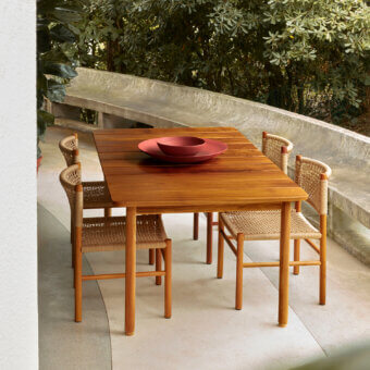Refined Billiani Harry’s dining table crafted from warm Iroko wood with a smooth satin finish for inviting gatherings