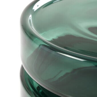 Superior Billiani Stack side table in deep green blown glass with a glossy finish embodies refined craftsmanship