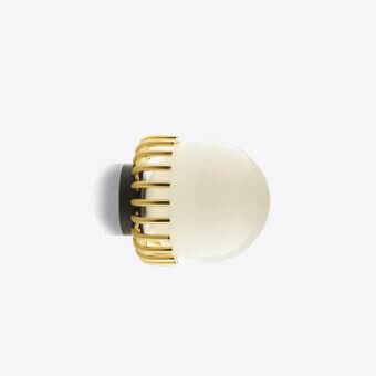 Superior Black Tie Lucy Mini wall lamp with opal glass embraced by golden metal crafted in Italy