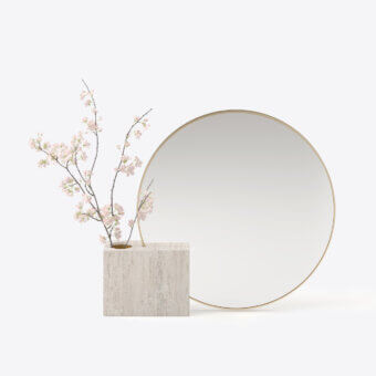 Distinguished Black Tie Tìam Mirror Pot vessel crafted in beige stone-like material with textured matte finish