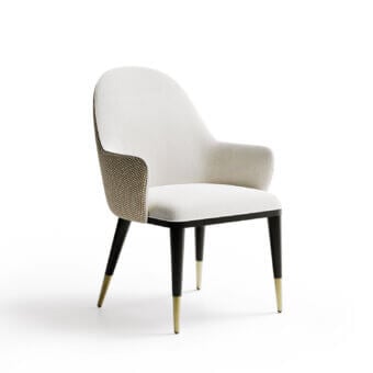 Superior Capital Adele armchair built in Italy with lavish neutral beige textile and dark matte finished legs