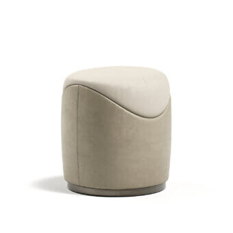 Superior Capital Clori ottoman with textured beige textile upholstery and a satin metallic base