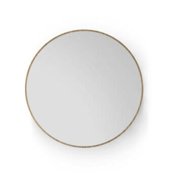 Distinguished Capital Trilogy mirror with a sleek metal perimeter and light-colored hardwood crafted in a satin finish