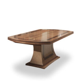 Distinguished Carpanelli Charme table crafted in warm brown wood with glossy surface and satin finish highlighting beautiful grain
