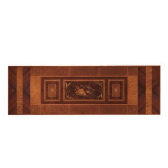 Superior Carpanelli Le Luci Della Ribalta extendable table with ecological motifs and glossy warm brown wood finish