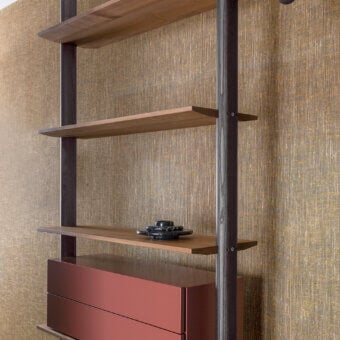 Superior Carpanese Home Paw valet stand built in ash wood with black lacquered accents and a balanced silhouette