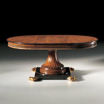 Exceptional Faber Mobili Boccaccino extendable table crafted in walnut with a satin finish and fluted detailing