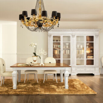 Elegant Faber Mobili Firenzuola bookcase crafted in oak with oak burl details and a satin sheen finish