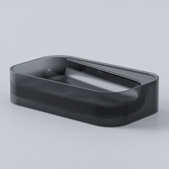 Superior Norah Design ANBA 02 washbasin crafted in deep charcoal gray Norahcrystal with a glossy finish