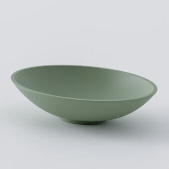 Distinguished Norah Design EYBA 01 washbasin crafted in olive green Norahcryl with a smooth matte finish