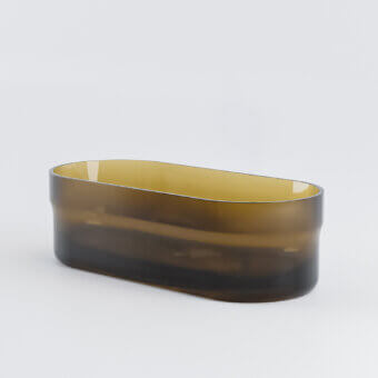 Distinguished Norah Design ISBT 02 bathtub crafted from Norahcrystal with a glossy gradient transitioning from brownish-grey to golden-yellow