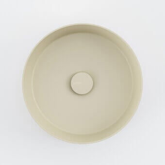 Exclusive Norah Design RNBA 01 washbasin with circular form crafted in light beige Norahcryl and velvety matte finish