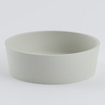 Elegant Norah Design RNBA 02 washbasin crafted from light grey Norahcryl with a velvet-like touch and seamless sculptural form