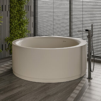 Architectural Norah Design RNBT 01 bathtub crafted in Norahcryl with a velvety matte finish and subtle beige tone