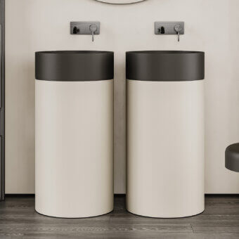 Avant-garde Norah Design RNCN 02 washbasin crafted from bicolor Norahcryl with velvety matt finish