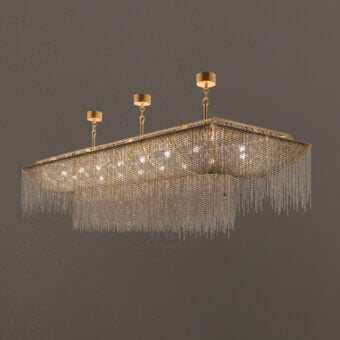 Superior Patrizia Garganti Burlesque EX rectangular ceiling lamp with glossy metal and shimmering glass-like mesh finish