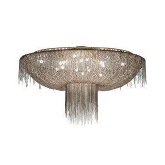 Superior Patrizia Garganti Burlesque EX ceiling lamp in polished silver-toned alloy with a highly reflective finish and enveloping illumination