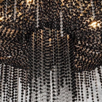 Superior Patrizia Garganti Burlesque ceiling lamp with cascading pearl strands and refined black silver beads