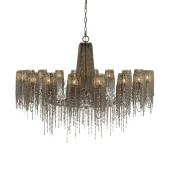 Superior Patrizia Garganti Burlesque crystal pendant chandelier with pearl strands and silver-gray steel structure