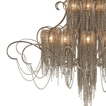 Distinguished Patrizia Garganti Burlesque Wave chandelier with shimmering silver and bronze-toned metal strands crafted in Italy