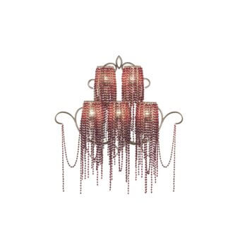 Superior Patrizia Garganti Burlesque Wave wall lamp with cascading ruby and burgundy glass beads in dark satin-finished metal