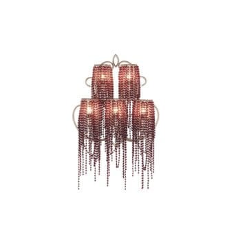 Distinguished Patrizia Garganti Burlesque Wave wall lamp with cascading burgundy beads and satin light-colored metal frame