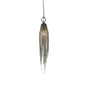 Lavish Patrizia Garganti Burlesque suspension lamp with cascading reflective beads and glossy gold tone crafted in Italy