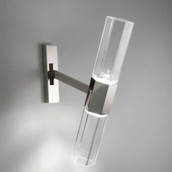 Superior Patrizia Garganti Chaos wall lamp in polished metal and clear fluted acrylic with bright silver finish
