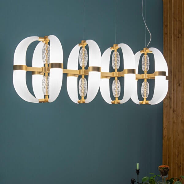 Superior Patrizia Garganti Coup De Foudre 05 suspension lamp in hand-blown glass with modular metal structure and bright off-white finish