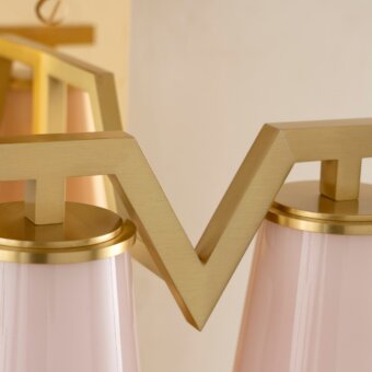 Exceptional Patrizia Garganti Frida wall lamp crafted in frosted glass with warm golden brass-toned metal and satin finish