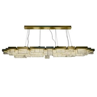 Distinguished Patrizia Garganti Gisele XL suspension lamp crafted in steel with clear glass and warm gold-toned satin finish