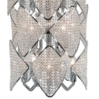 Superior Patrizia Garganti Holly Units suspension lamp with polished metal and dazzling crystals in a silver finish