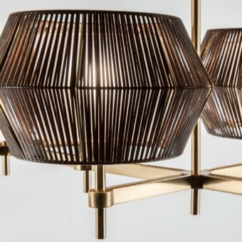 Distinguished Patrizia Garganti Novecento lamp crafted in metal with satin finish and warm gold tone