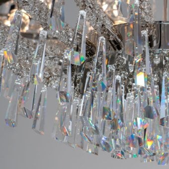 Distinguished Patrizia Garganti Ophelia Drops chandelier with clear crystal pendants and silver-toned metal structure crafted in Italy